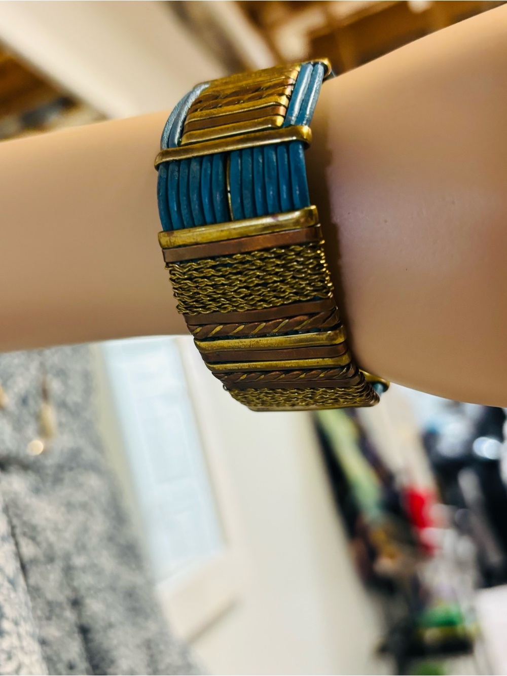 ❤️Vintage Alexis Kirk Egyptian Revival Leather Parure Necklace and Bracelet - Picture 7 of 9
